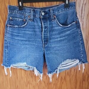 Levi's Blue Vintage Jean Shorts Distressed Style